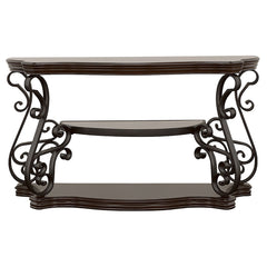 Consola de sofá para entrada Laney Scrollwork en color merlot oscuro