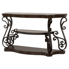 Consola de sofá para entrada Laney Scrollwork en color merlot oscuro