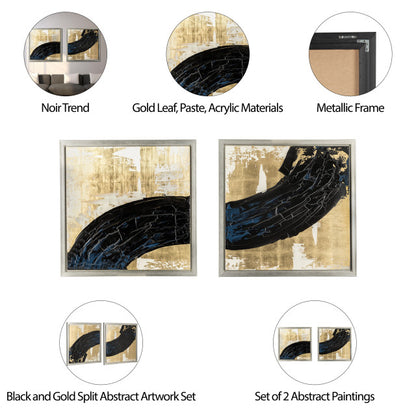 95x47, S/2 Pintado a mano a juego con veta negra, dorado