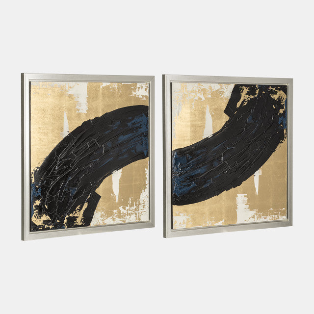 95x47, S/2 Pintado a mano a juego con veta negra, dorado