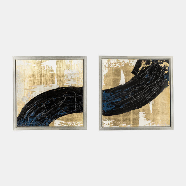 95x47, S/2 Pintado a mano a juego con veta negra, dorado