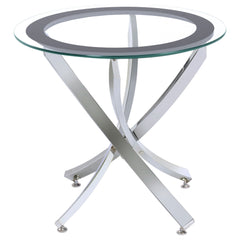 Brooke Round Glass Top Side End Table Metal Base Brass