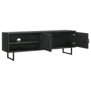 Mueble para TV Marsden de 70 pulgadas, madera de mango, dos puertas, color negro carbón