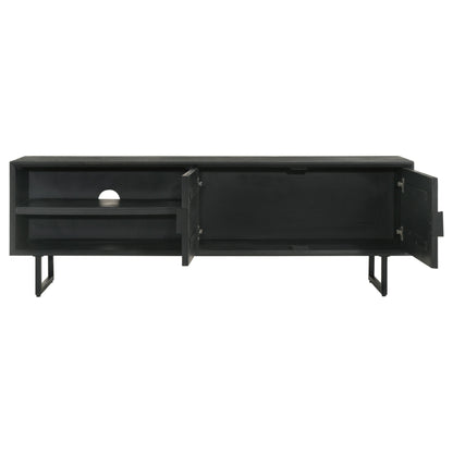 Mueble para TV Marsden de 70 pulgadas, madera de mango, dos puertas, color negro carbón