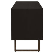 Mueble para TV Marsden de 70 pulgadas, madera de mango, dos puertas, color negro carbón
