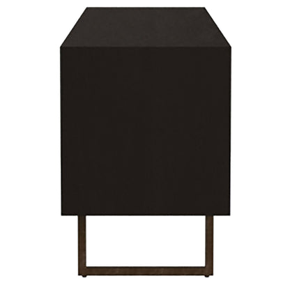 Mueble para TV Marsden de 70 pulgadas, madera de mango, dos puertas, color negro carbón