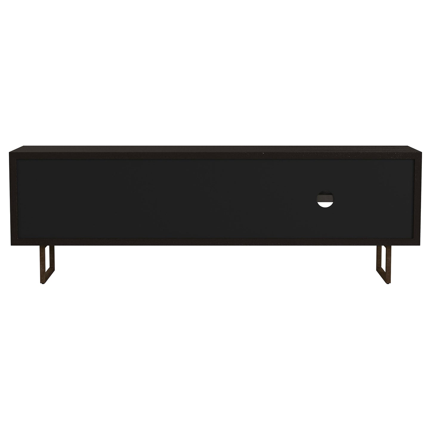 Mueble para TV Marsden de 70 pulgadas, madera de mango, dos puertas, color negro carbón