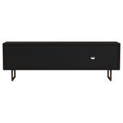 Mueble para TV Marsden de 70 pulgadas, madera de mango, dos puertas, color negro carbón