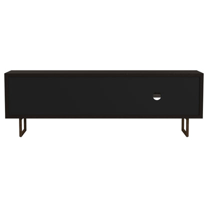 Mueble para TV Marsden de 70 pulgadas, madera de mango, dos puertas, color negro carbón
