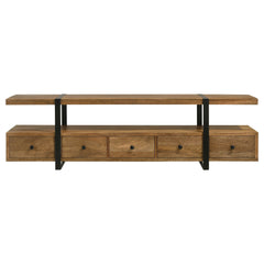 Mueble para TV de 70 pulgadas de madera de mango con 5 cajones y consola multimedia marrón