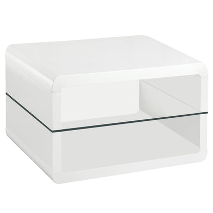 Mesa auxiliar rectangular Elana de 1 estante, blanca, alto brillo