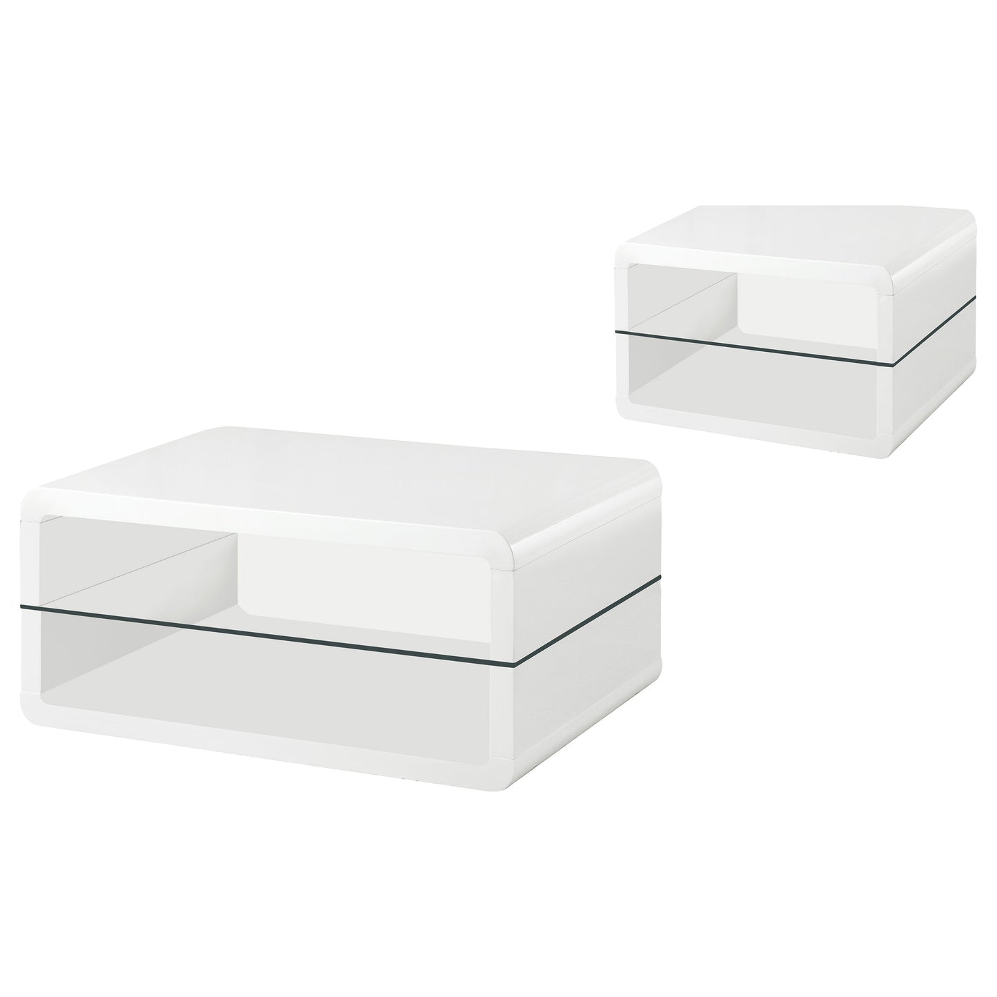 Elana Coffee and End Table Set White High Gloss