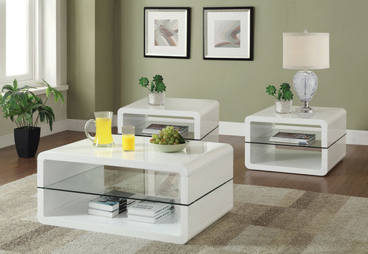 Elana Coffee and End Table Set White High Gloss