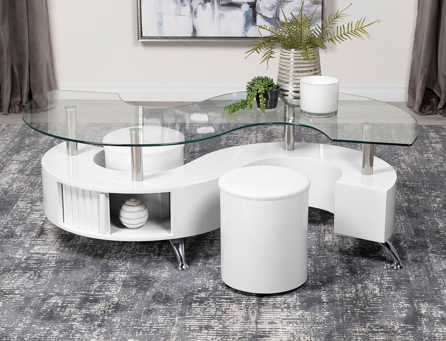 Buckley Coffee Table and Stools Set Cappuccino