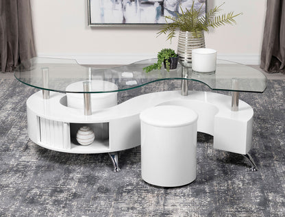 Buckley Coffee Table and Stools Set Cappuccino