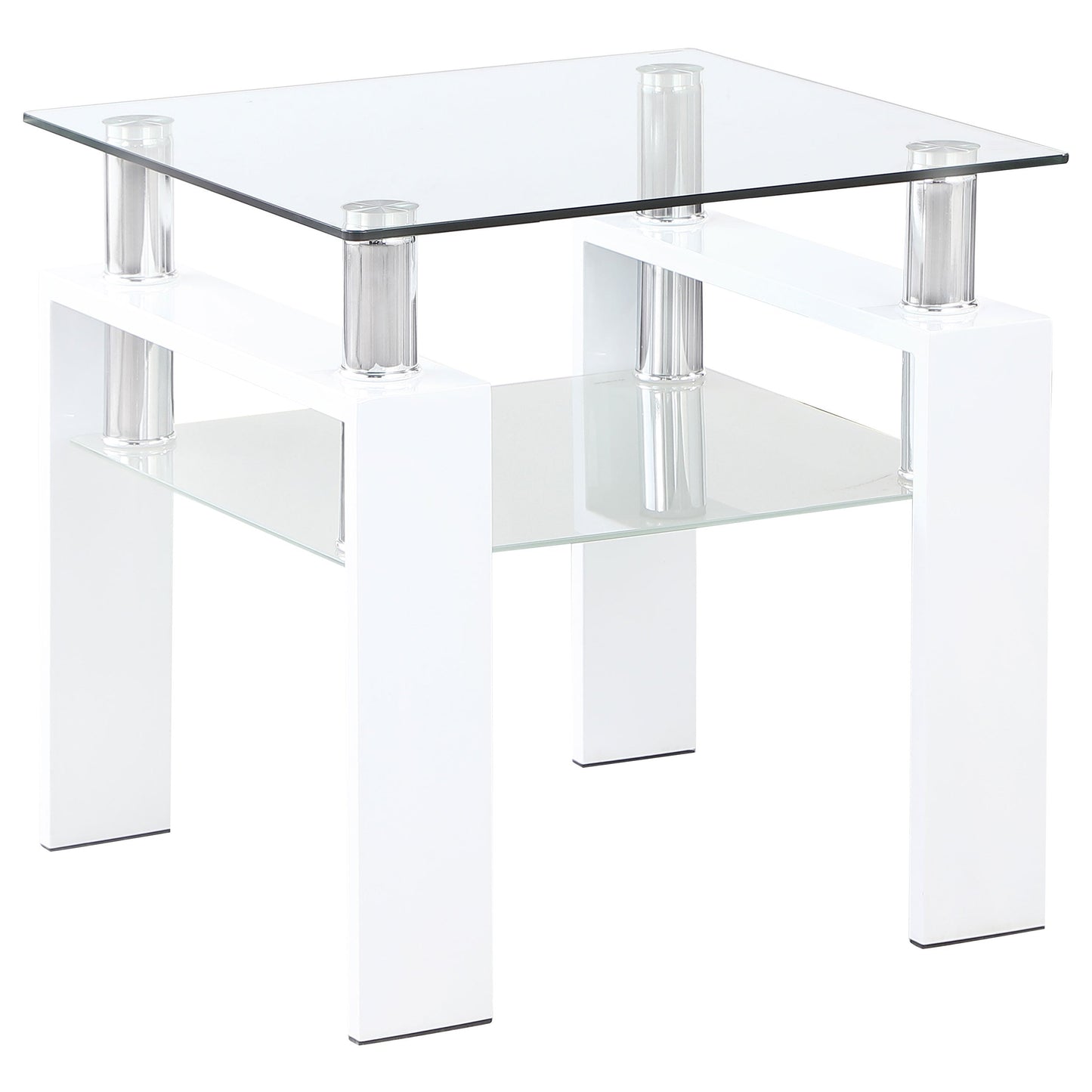Dyer 1-shelf Square Glass Top Side End Table Black