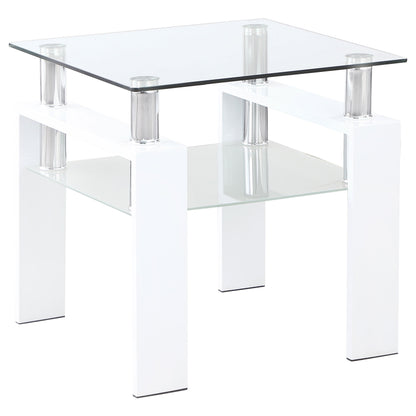 Dyer 1-shelf Square Glass Top Side End Table Black