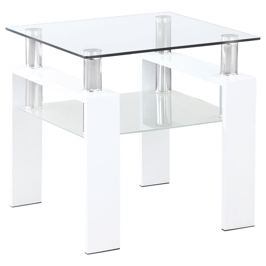 Dyer 1-shelf Square Glass Top Side End Table Black