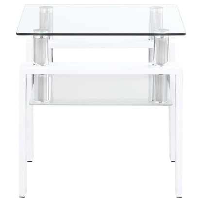 Dyer 1-shelf Square Glass Top Side End Table Black