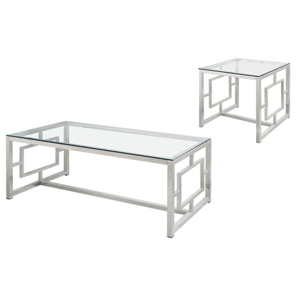 Merced 2-piece Rectangular Coffee and End Table Set Nickel