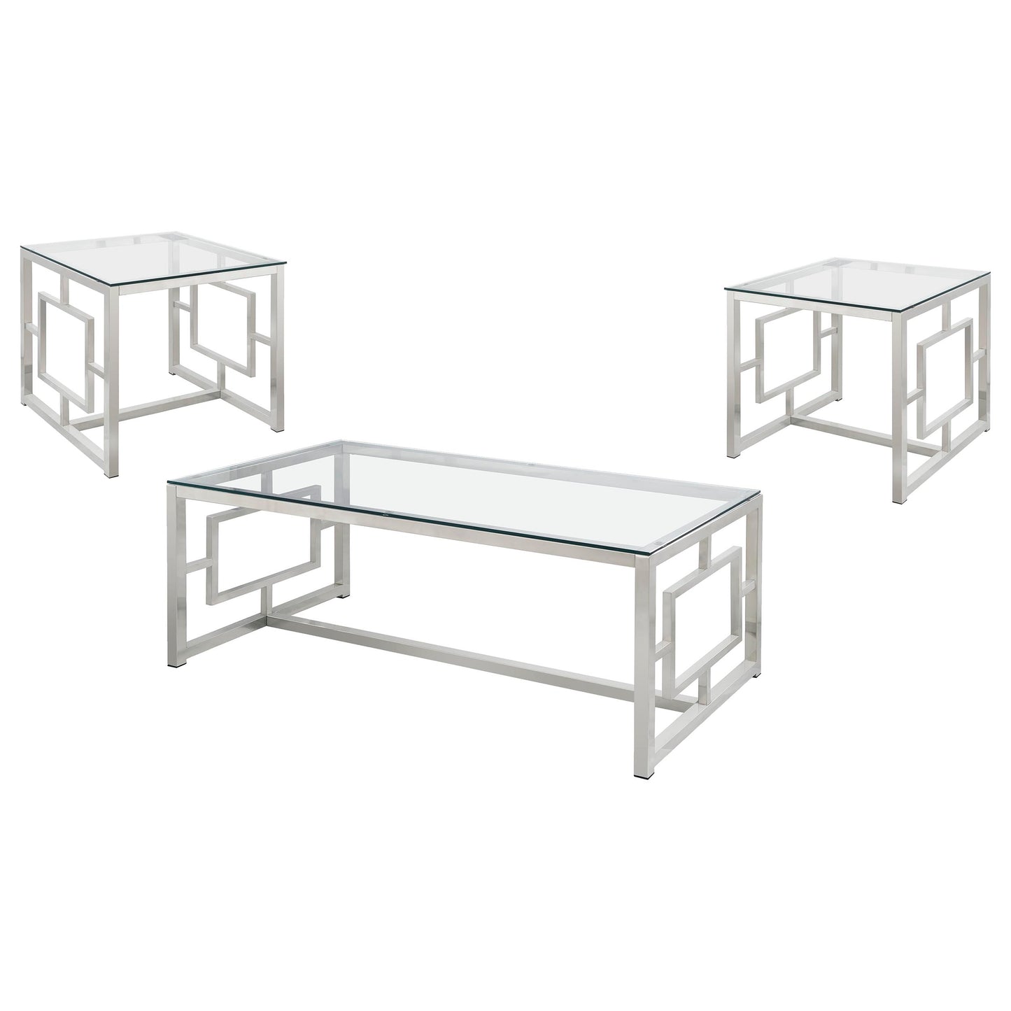 Merced 2-piece Rectangular Coffee and End Table Set Nickel