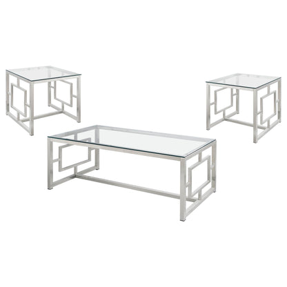 Merced 2-piece Rectangular Coffee and End Table Set Nickel