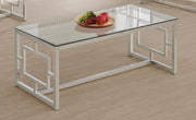Mesa de centro rectangular Merced con tapa de vidrio, níquel