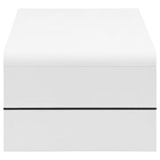 Mesa de centro rectangular Airell con estante blanco de alto brillo