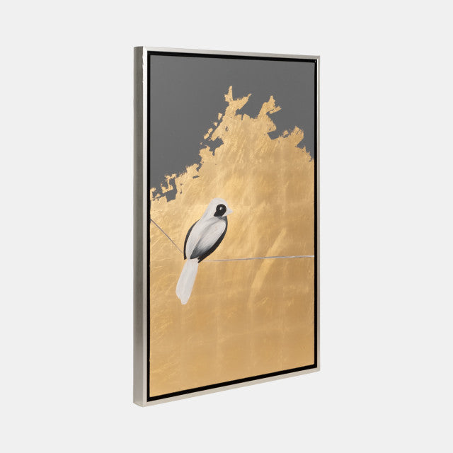 S/2 63x47 Hand Painted Birds On Wire, Gold