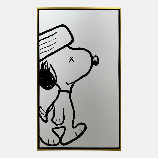 35x59 Hand Painted Beagle, Blk/wht