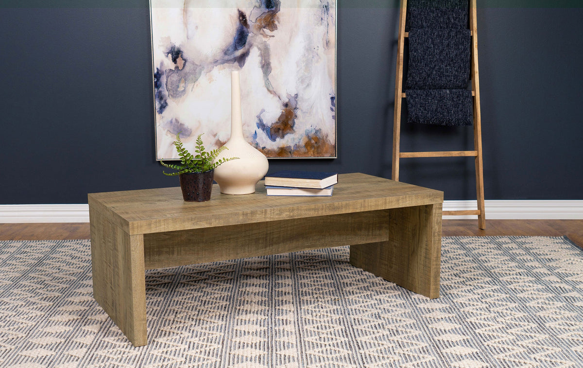 Mesa de centro rectangular Lynette de madera de ingeniería de mango