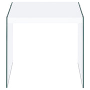 Mesa auxiliar con marco de vidrio cuadrado Opal blanco de alto brillo