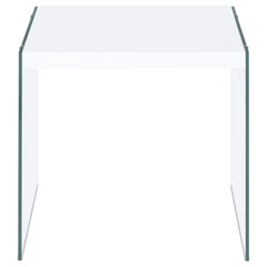 Mesa auxiliar con marco de vidrio cuadrado Opal blanco de alto brillo