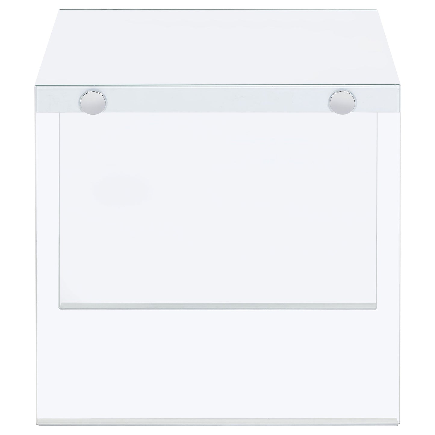 Opal Square Glass Frame Side End Table White High Gloss