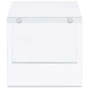 Mesa auxiliar con marco de vidrio cuadrado Opal blanco de alto brillo