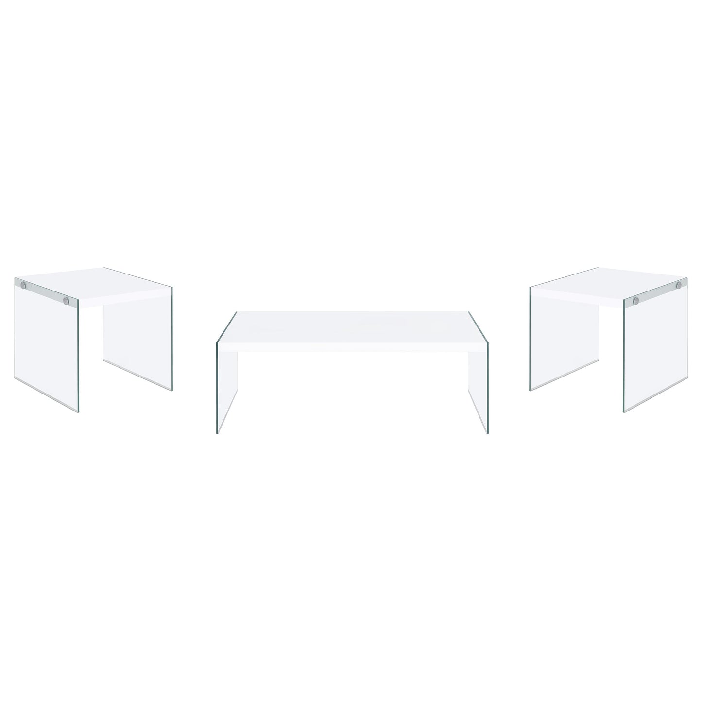 Opal Coffee and End Table Set White High Gloss