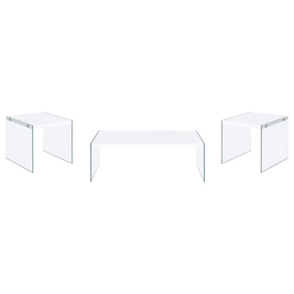 Opal Coffee and End Table Set White High Gloss