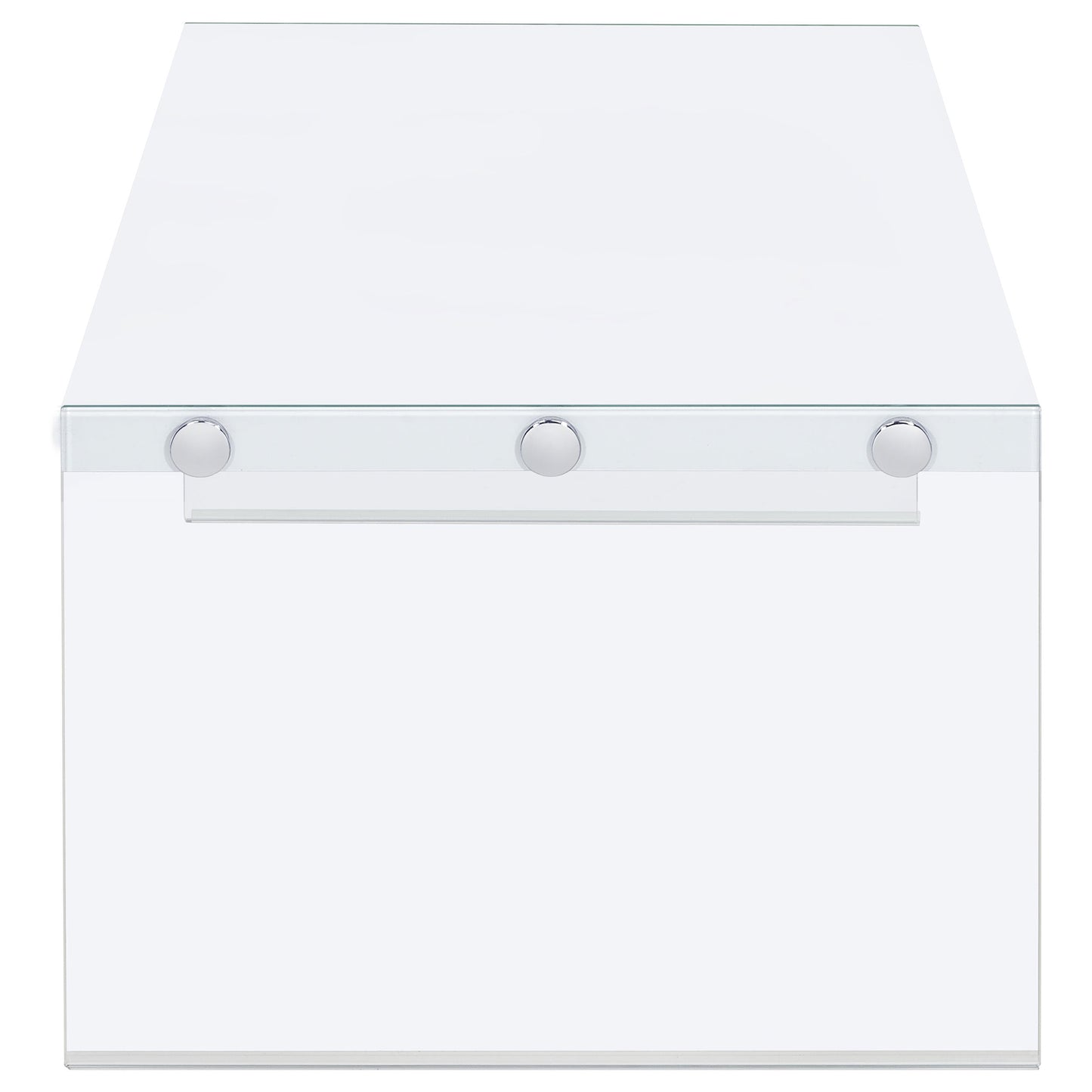 Mesa de centro rectangular con marco de vidrio opalino blanco de alto brillo