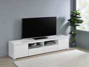 Mueble para TV Jude de 2 puertas de madera de ingeniería de 79 pulgadas, blanco brillante