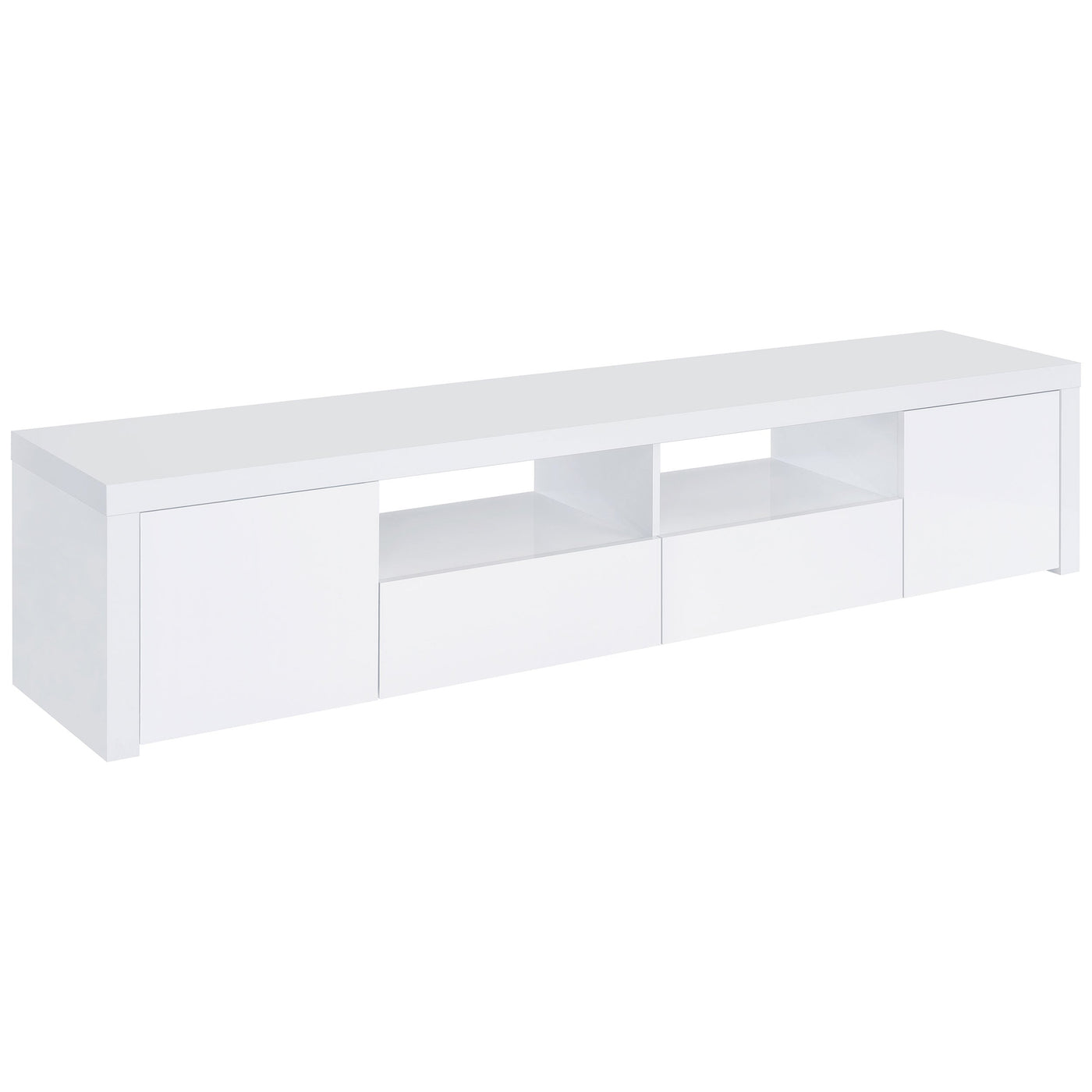 Mueble para TV Jude de 2 puertas de madera de ingeniería de 79 pulgadas, blanco brillante