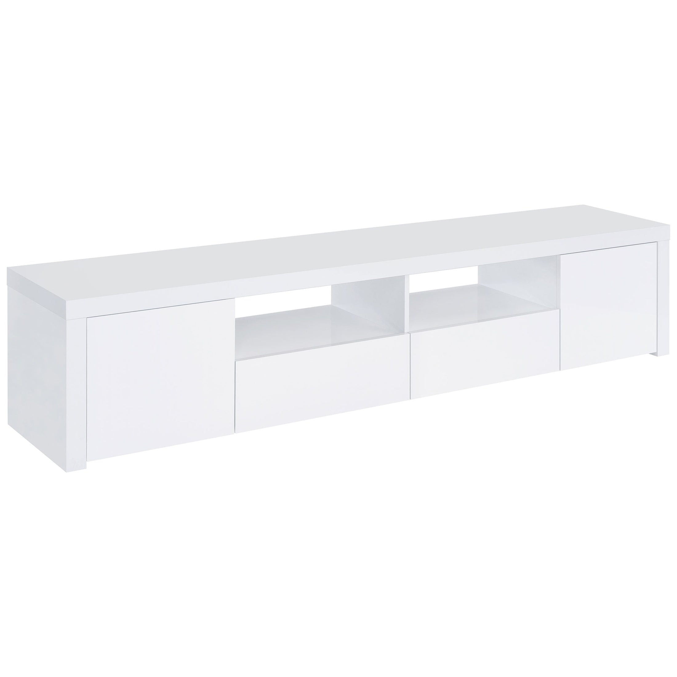Mueble para TV Jude de 2 puertas de madera de ingeniería de 79 pulgadas, blanco brillante