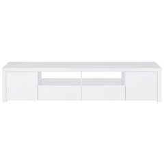 Mueble para TV Jude de 2 puertas de madera de ingeniería de 79 pulgadas, blanco brillante