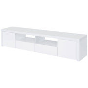 Mueble para TV Jude de 2 puertas de madera de ingeniería de 79 pulgadas, blanco brillante