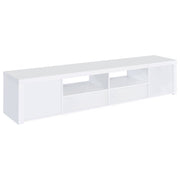 Mueble para TV Jude de 2 puertas de madera de ingeniería de 79 pulgadas, blanco brillante