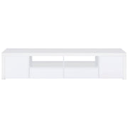Mueble para TV Jude de 2 puertas de madera de ingeniería de 79 pulgadas, blanco brillante