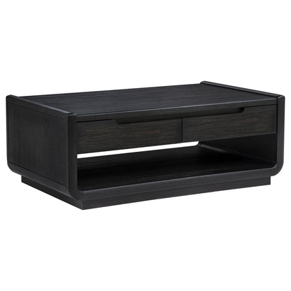 Leandro 2-piece Wood Coffee and End Table Set Burnished Black