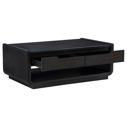 Leandro 2-piece Wood Coffee and End Table Set Burnished Black