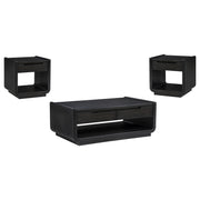 Leandro 3-piece Wood Coffee and End Table Set Burnished Black