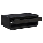 Leandro 2-drawer Wood Cocktail Coffee Table Burnished Black