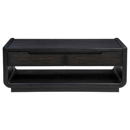 Leandro 2-drawer Wood Cocktail Coffee Table Burnished Black